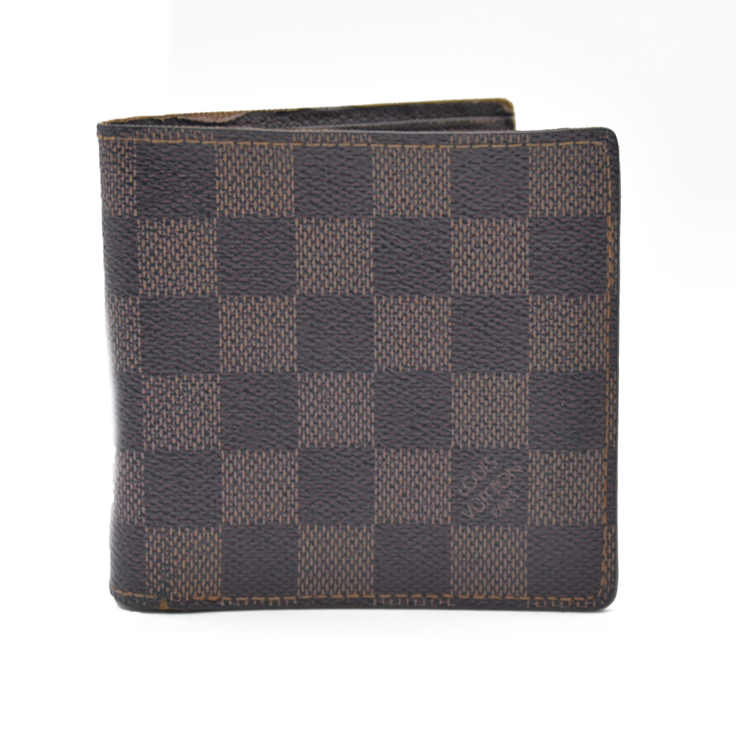 AUCTION $425 Louis Vuitton Damier Portefeuille Marco Bifold Wallet Brown CA0050