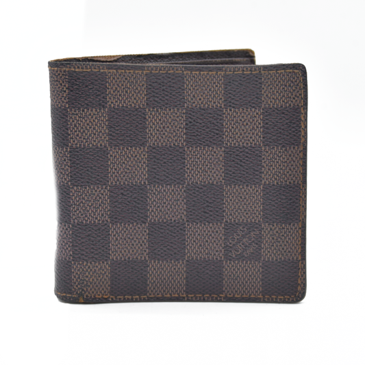 AUCTION $425 Louis Vuitton Damier Portefeuille Marco Bifold Wallet Brown CA0050