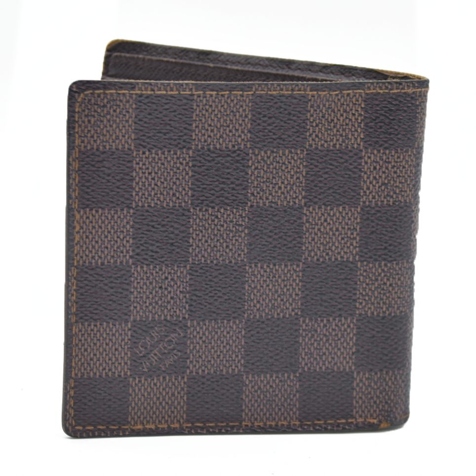 AUCTION $425 Louis Vuitton Damier Portefeuille Marco Bifold Wallet Brown CA0050