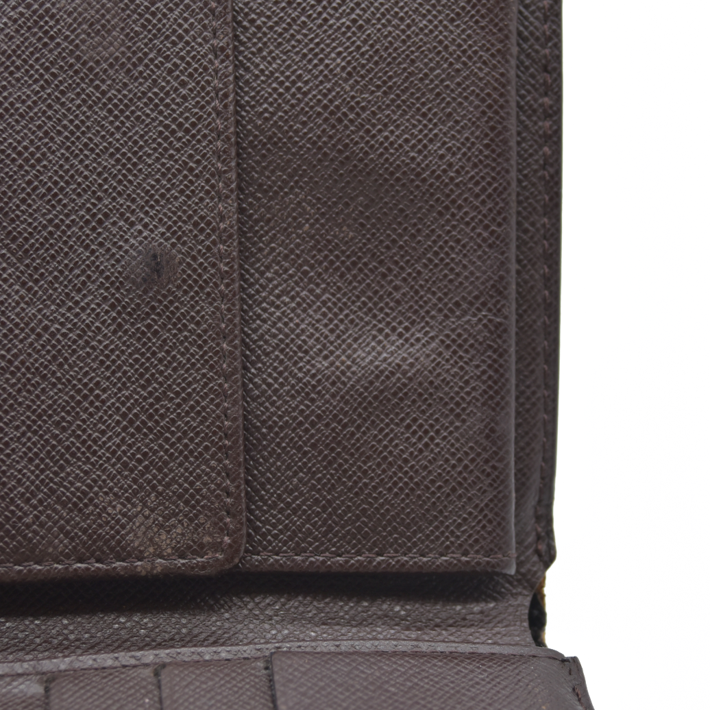 AUCTION $425 Louis Vuitton Damier Portefeuille Marco Bifold Wallet Brown CA0050