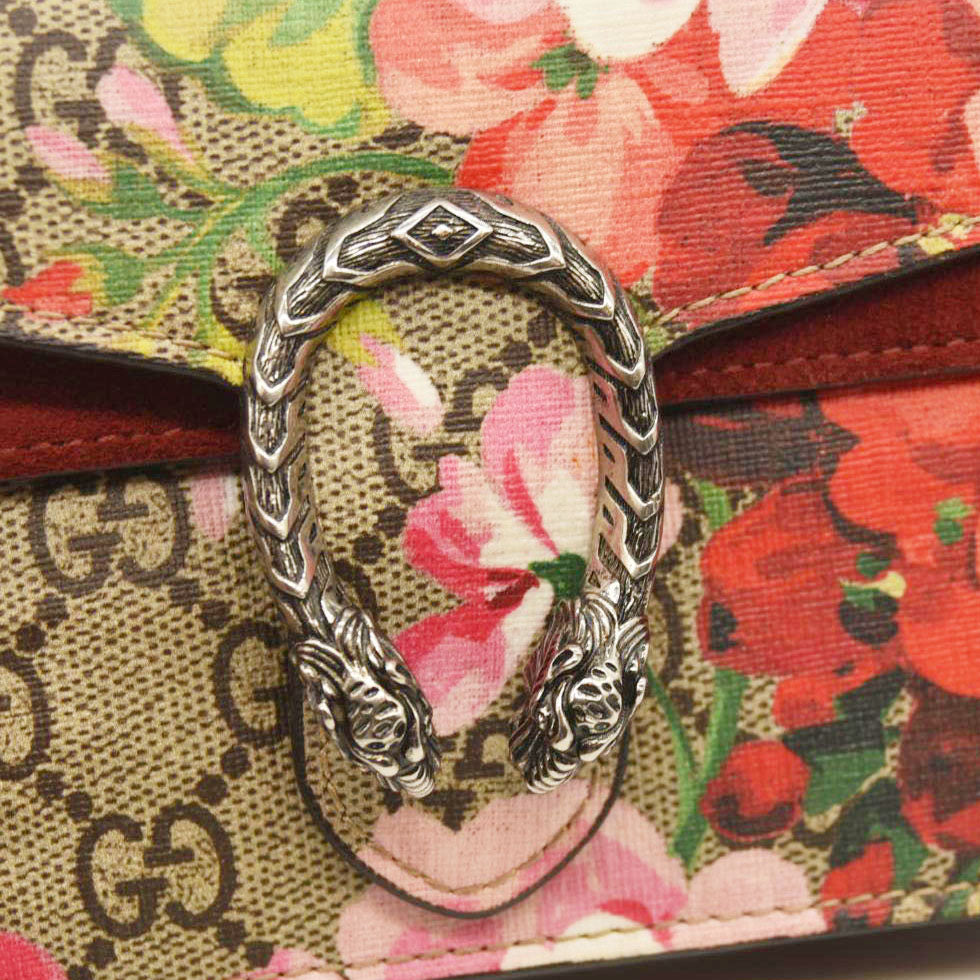 GUCCI  GG Supreme Monogram Blooms Super Mini Dionysus Shoulder Bag Beige Multicolor Dry Rose