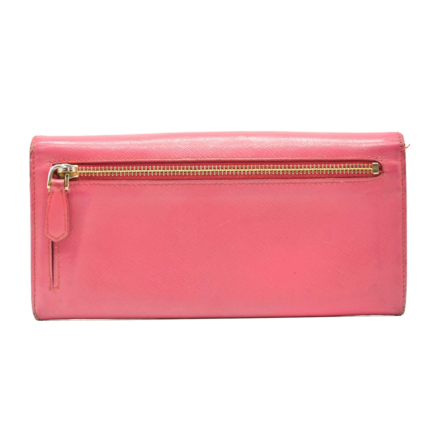 PRADA Saffiano Metal Continental Flap Wallet Begonia