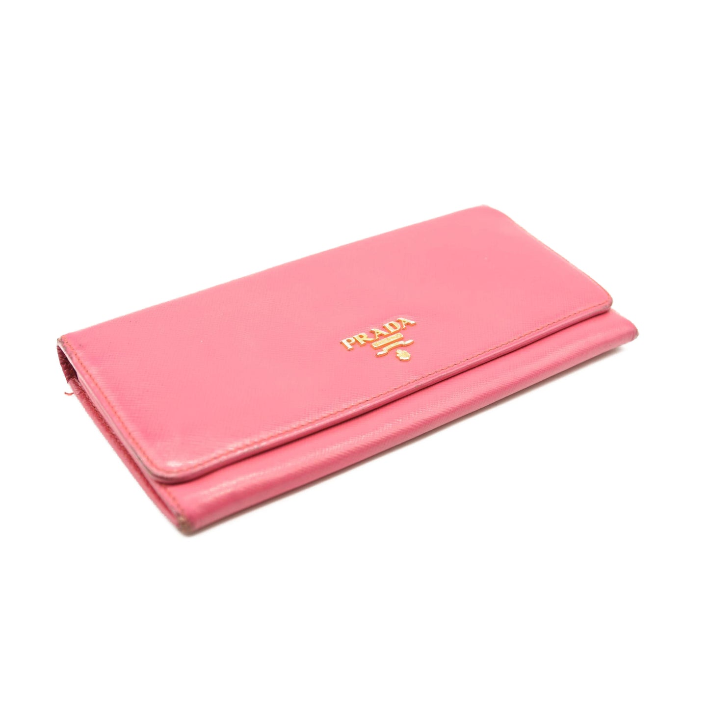 PRADA Saffiano Metal Continental Flap Wallet Begonia