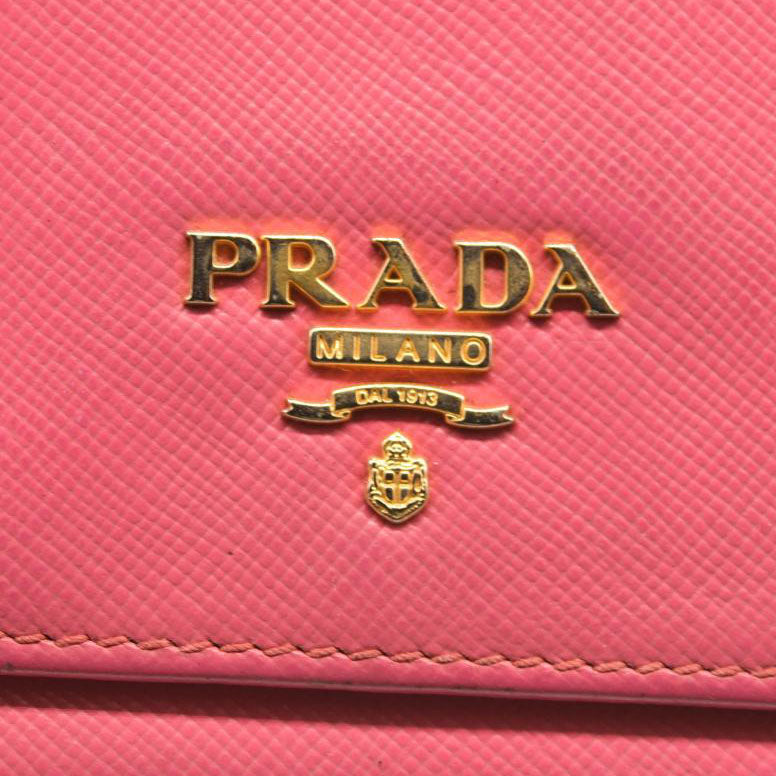 PRADA Saffiano Metal Continental Flap Wallet Begonia