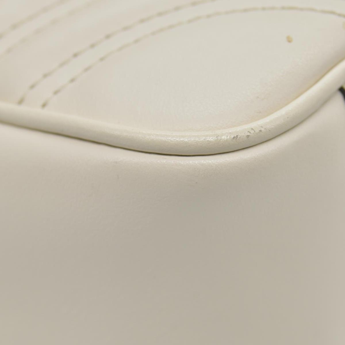 $2850 Gucci Calfskin Matelasse Small GG Marmont Shoulder Bag White CONSIGNMENT