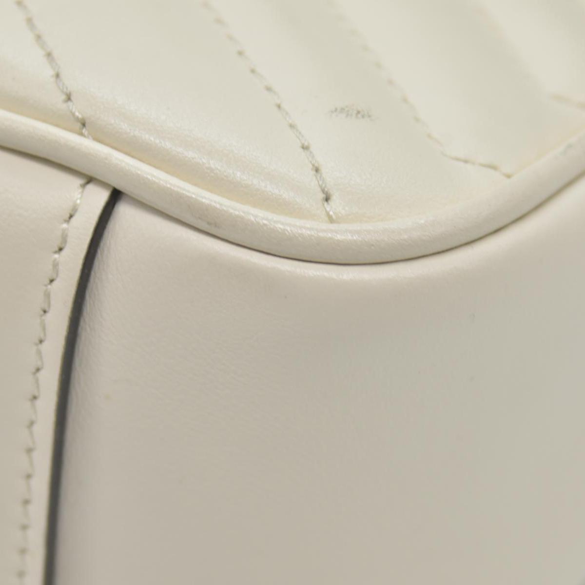 $2850 Gucci Calfskin Matelasse Small GG Marmont Shoulder Bag White CONSIGNMENT