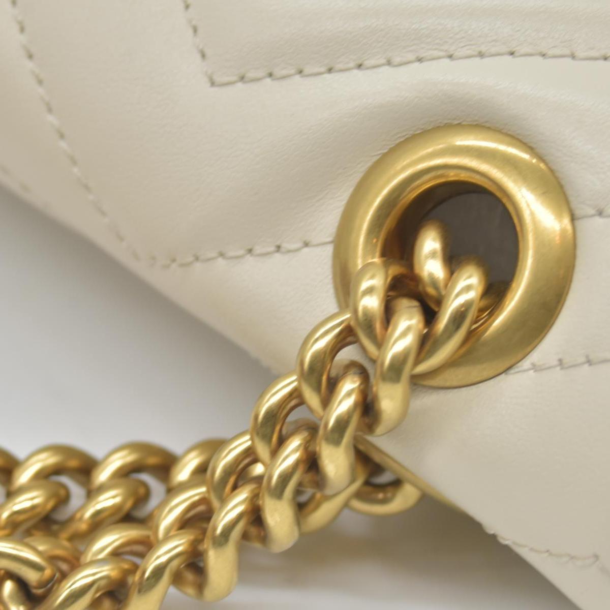 $2850 Gucci Calfskin Matelasse Small GG Marmont Shoulder Bag White CONSIGNMENT