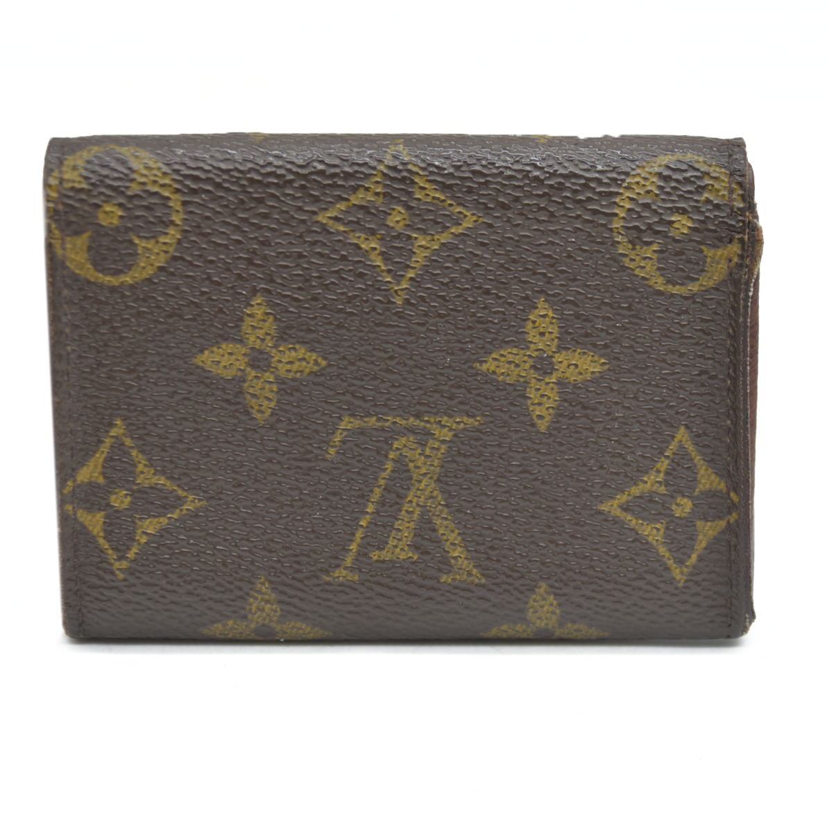 AUCTION $430 Louis Vuitton Monogram Porte Monnaie Plat Coin Purse Wallet Brown MI0094