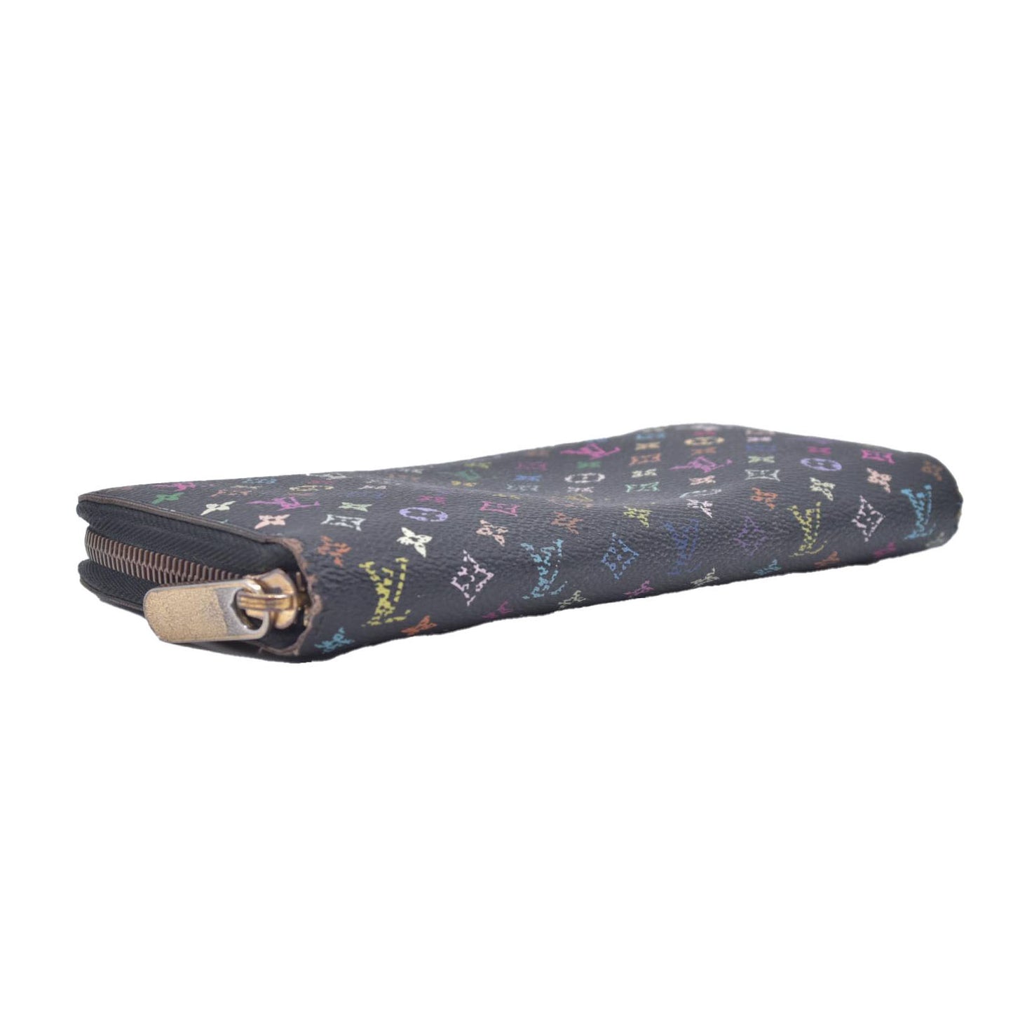 $940 2011 Louis Vuitton Monogram Multicolor Zippy Wallet Black Purple CA2151