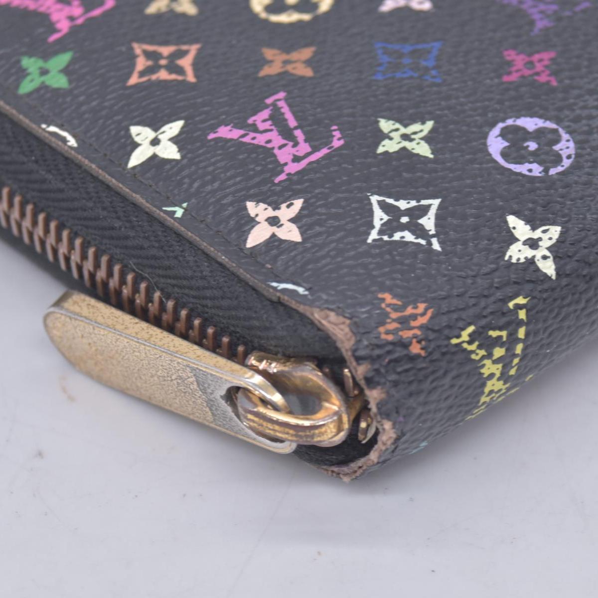 $940 2011 Louis Vuitton Monogram Multicolor Zippy Wallet Black Purple CA2151
