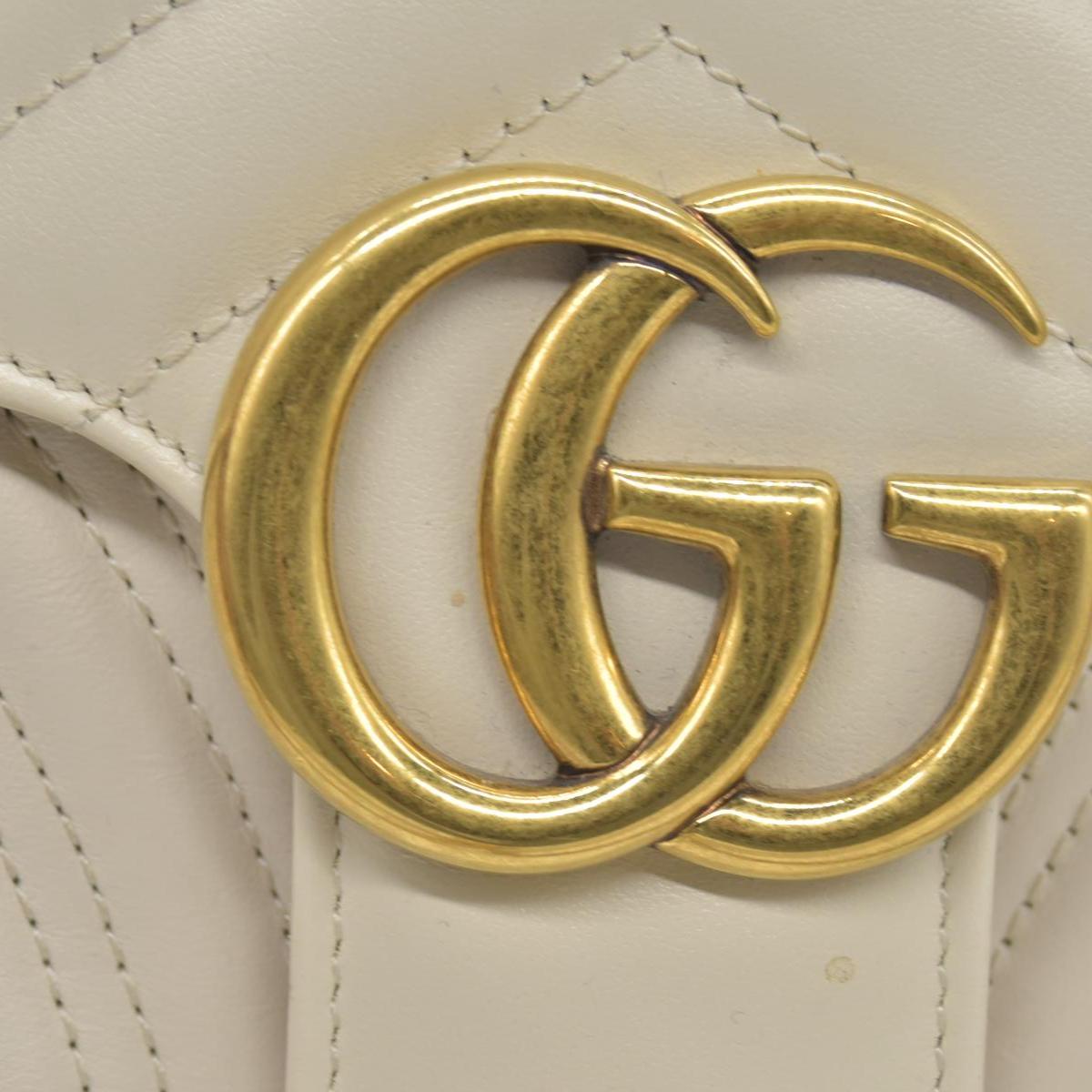 $2850 Gucci Calfskin Matelasse Small GG Marmont Shoulder Bag White CONSIGNMENT