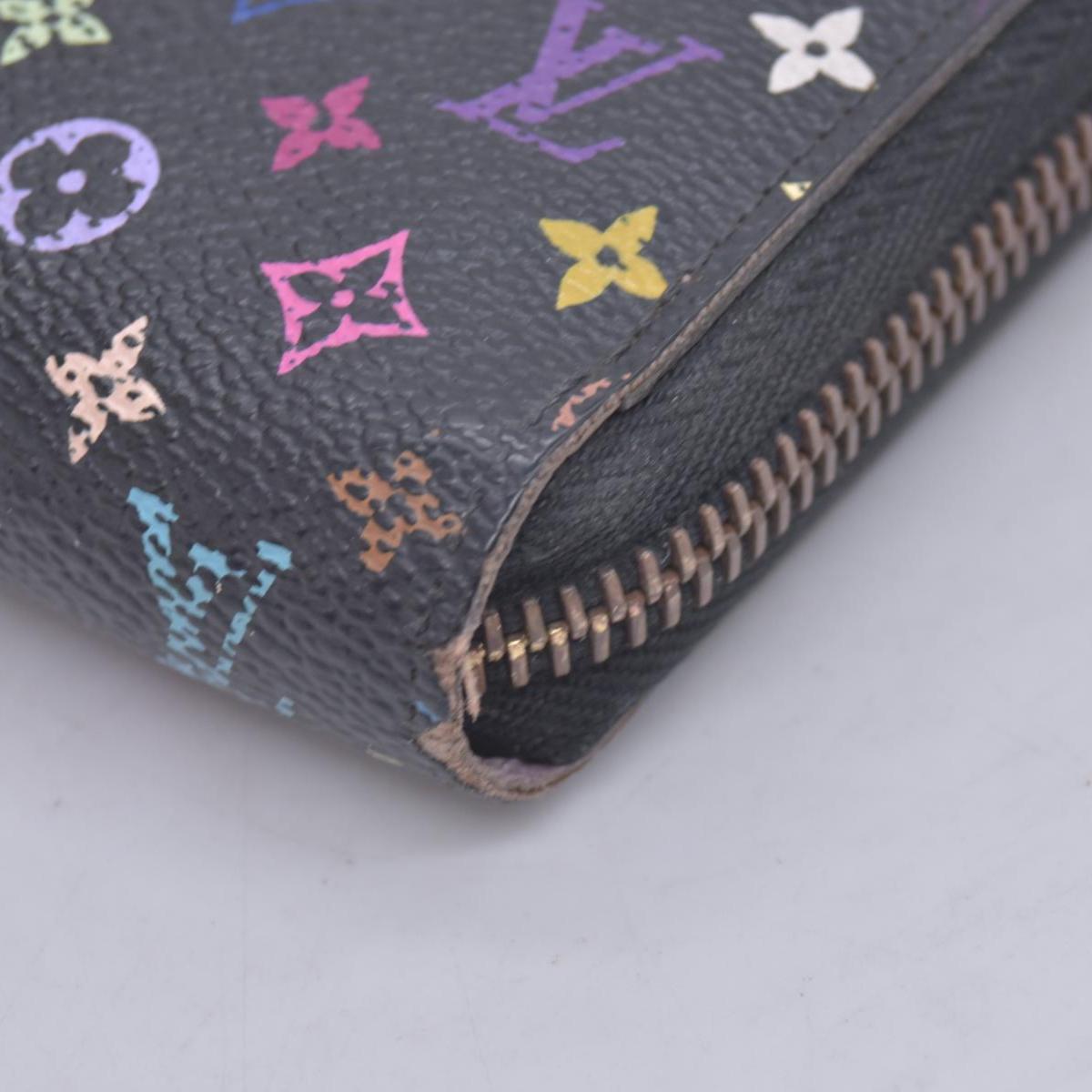 $940 2011 Louis Vuitton Monogram Multicolor Zippy Wallet Black Purple CA2151