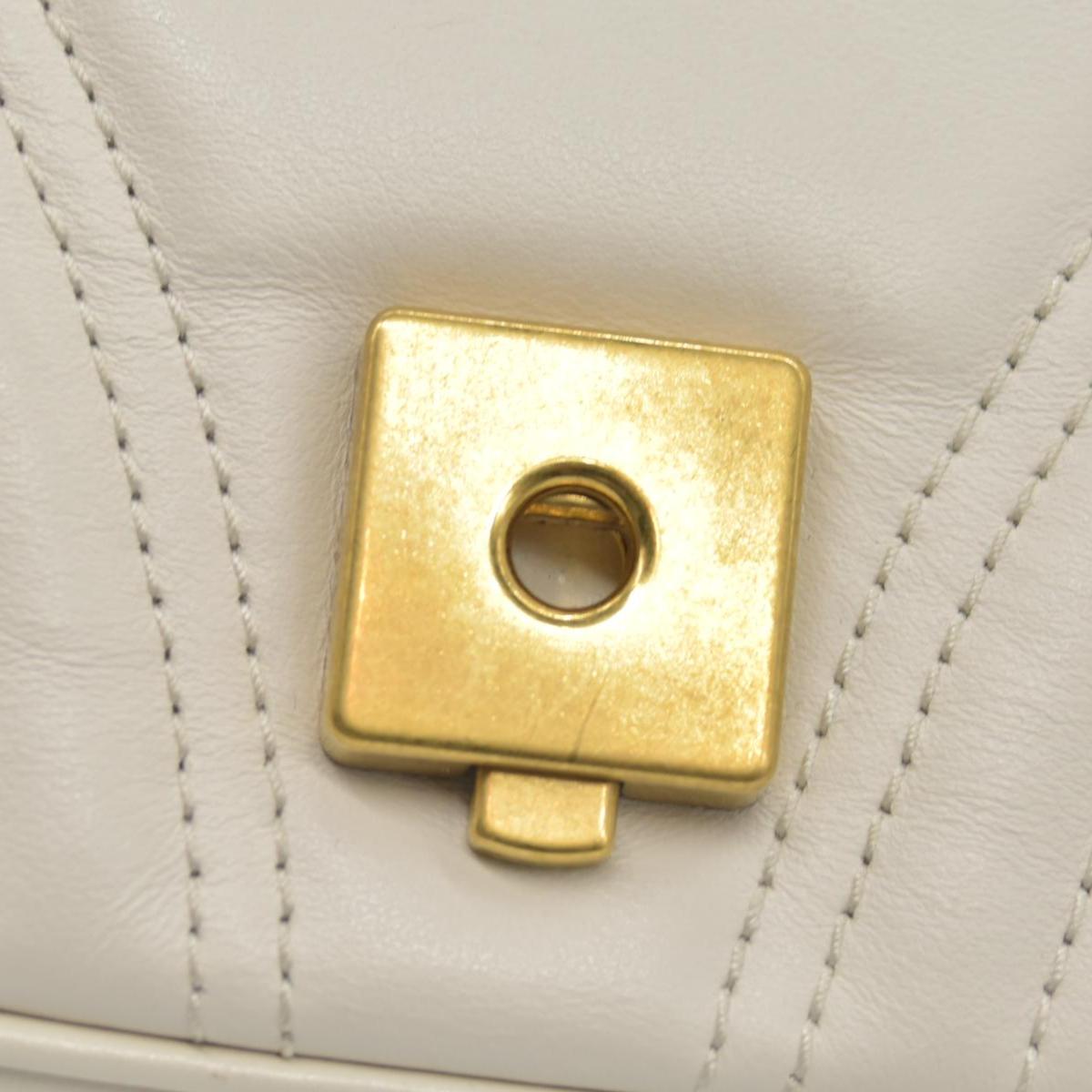 $2850 Gucci Calfskin Matelasse Small GG Marmont Shoulder Bag White CONSIGNMENT