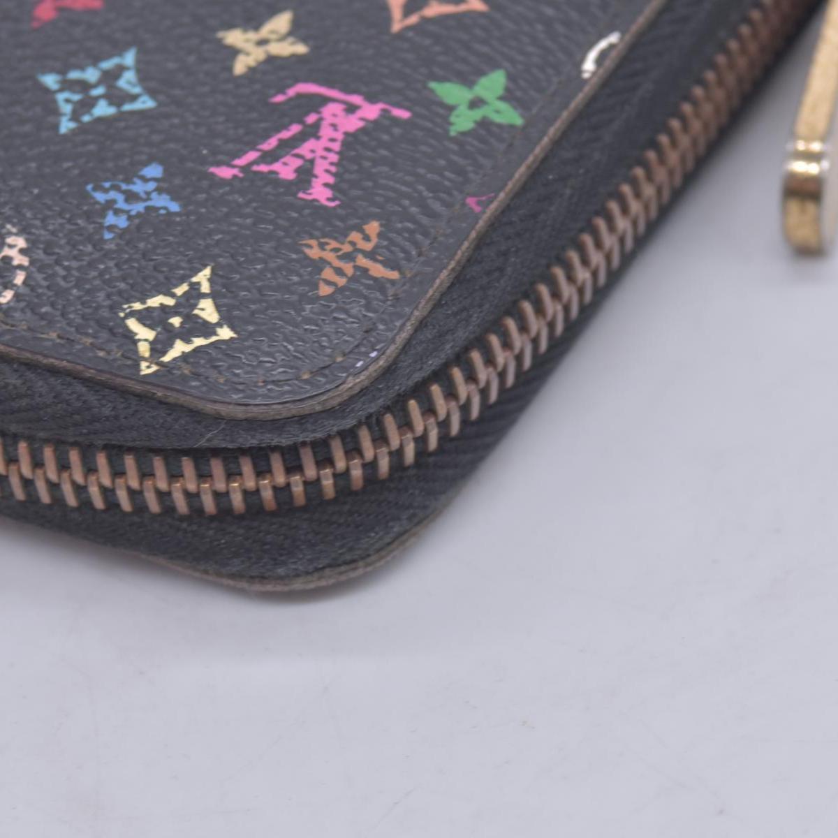 $940 2011 Louis Vuitton Monogram Multicolor Zippy Wallet Black Purple CA2151
