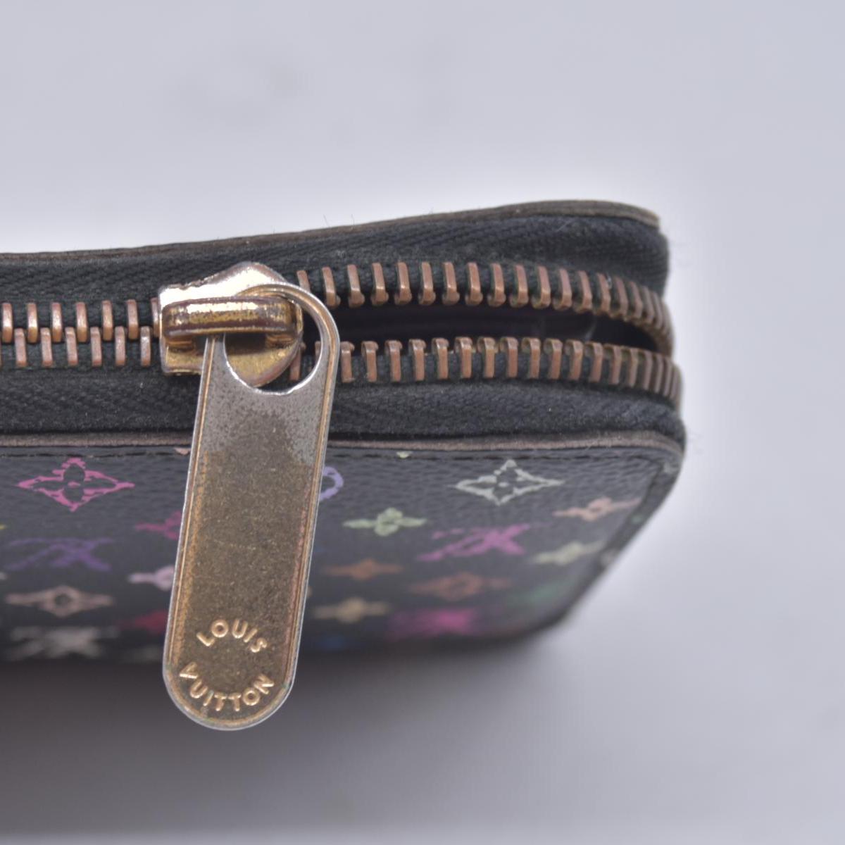 $940 2011 Louis Vuitton Monogram Multicolor Zippy Wallet Black Purple CA2151