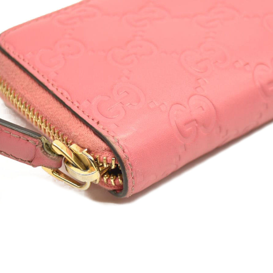 Gucci  Guccissima Zip Around Card Case Peonia Rose