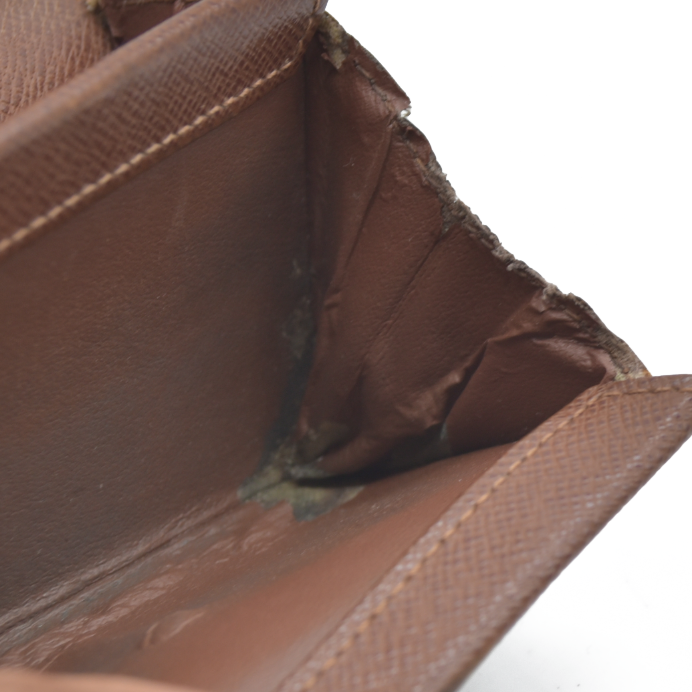 AUCTION $430 Louis Vuitton Monogram Porte Monnaie Plat Coin Purse Wallet Brown MI0094