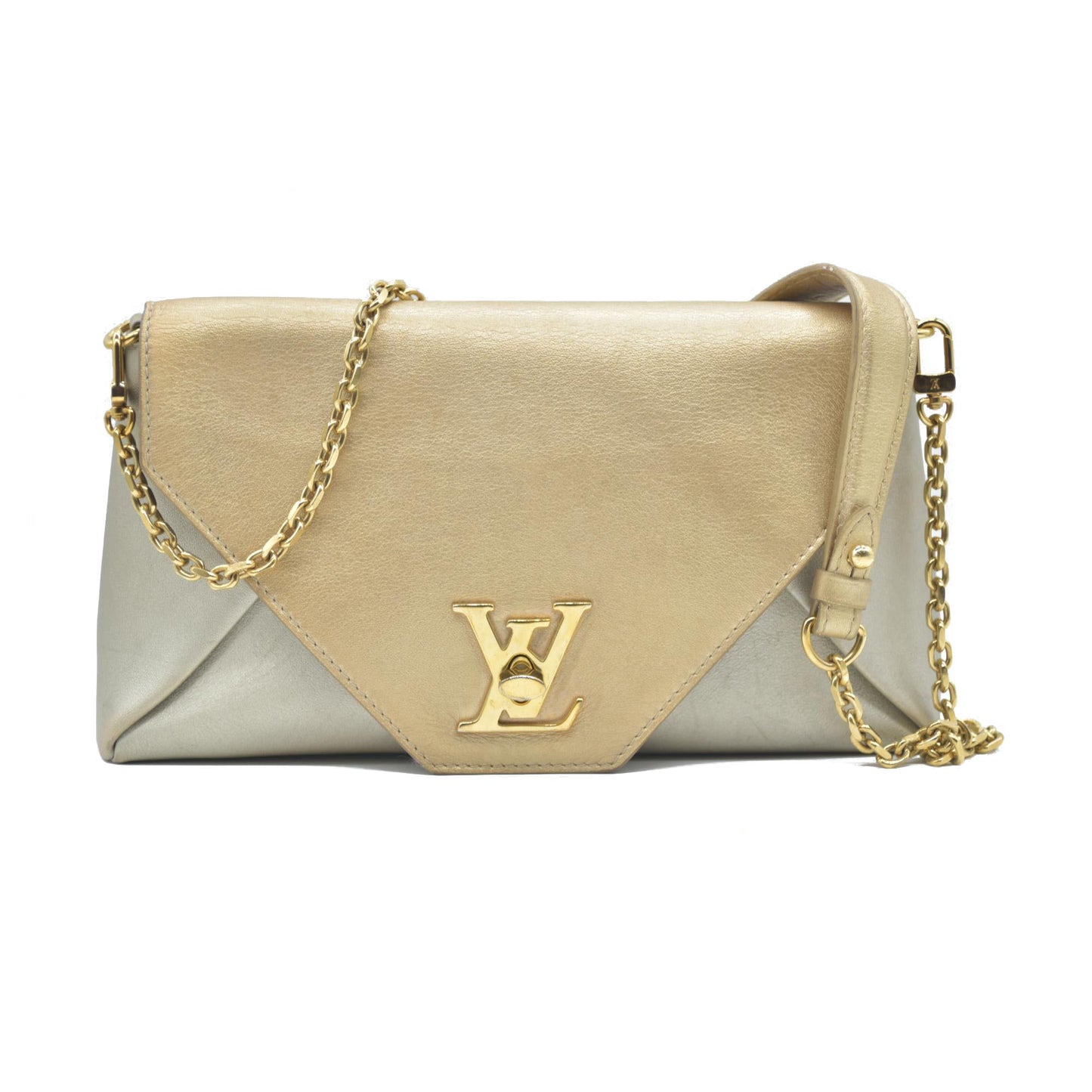 AUCTION $2150 Louis Vuitton  Metallic Calfskin Love Note Gold Bronze