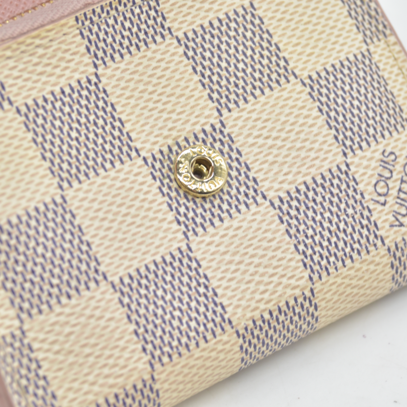 $605 Louis Vuitton Damier Azur Zoe Wallet Rose Ballerine RFID