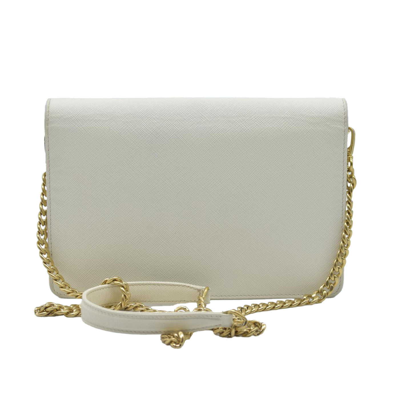 $2100 Prada White Saffiano Leather Mini Crossbody Flap Bag