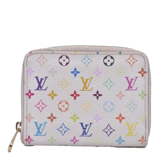 $660 2008 LOUIS VUITTON Monogram Multicolor Zippy Coin Purse Wallet White TH0098