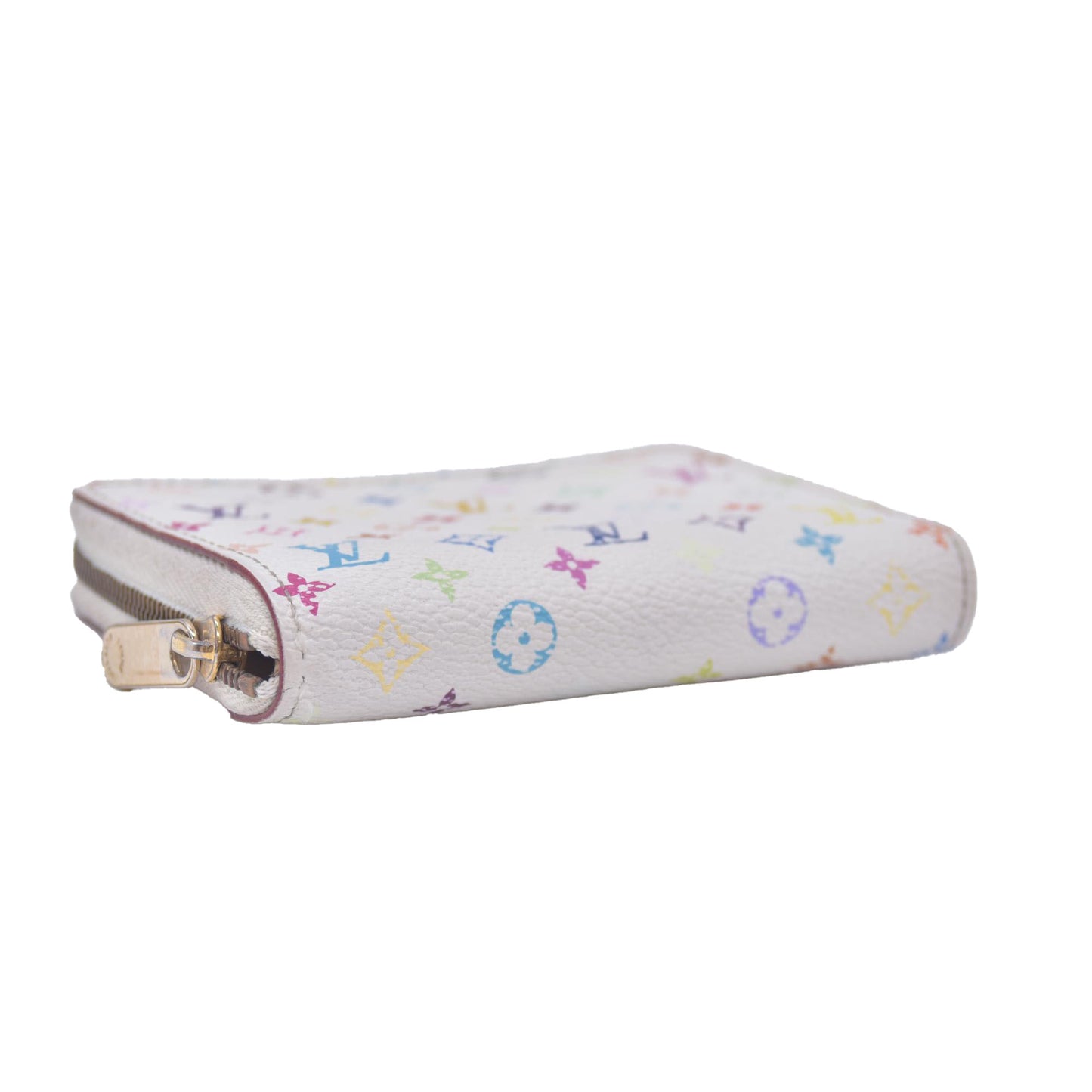 $660 2008 LOUIS VUITTON Monogram Multicolor Zippy Coin Purse Wallet White TH0098