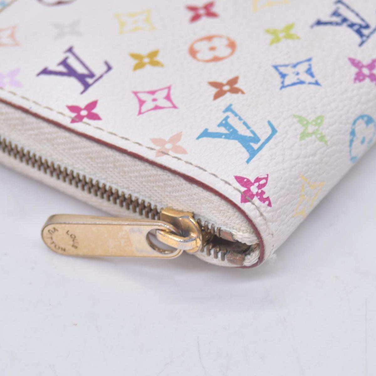 $660 2008 LOUIS VUITTON Monogram Multicolor Zippy Coin Purse Wallet White TH0098