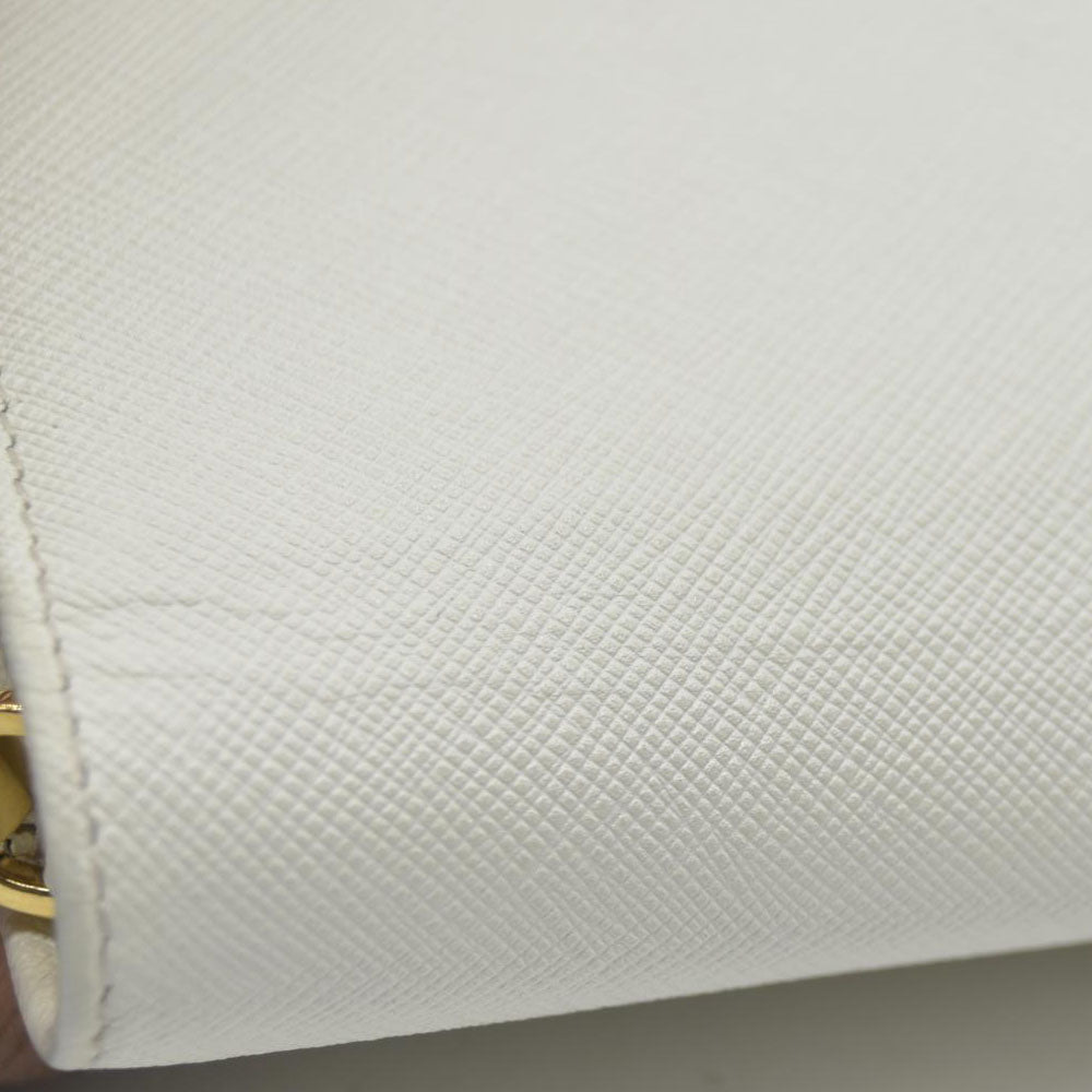 $2100 Prada White Saffiano Leather Mini Crossbody Flap Bag