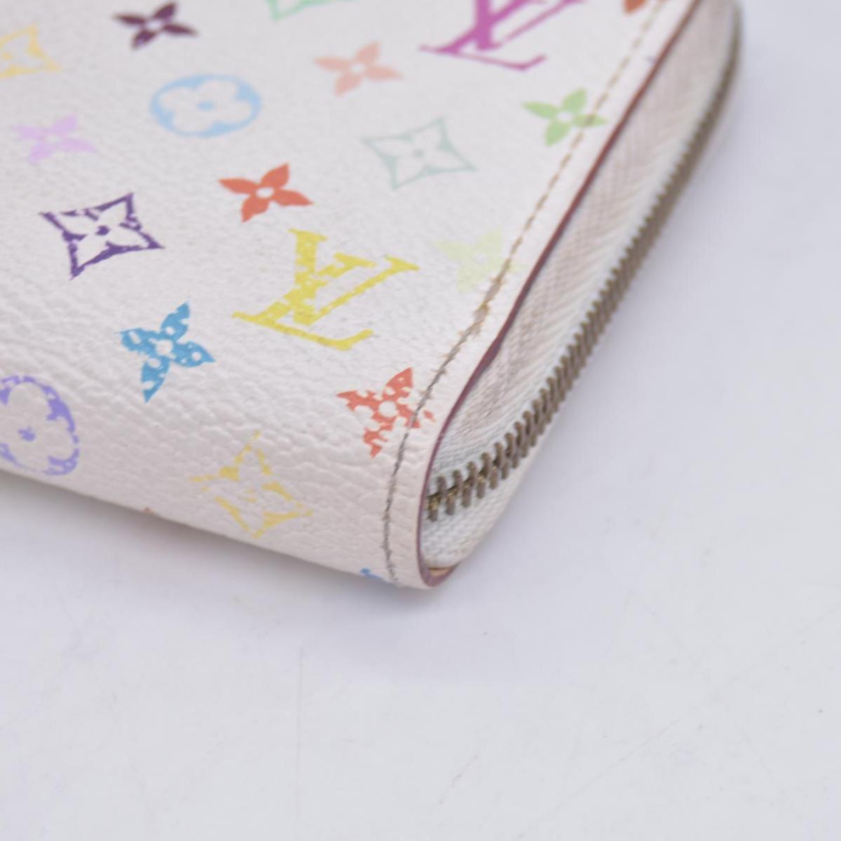 $660 2008 LOUIS VUITTON Monogram Multicolor Zippy Coin Purse Wallet White TH0098
