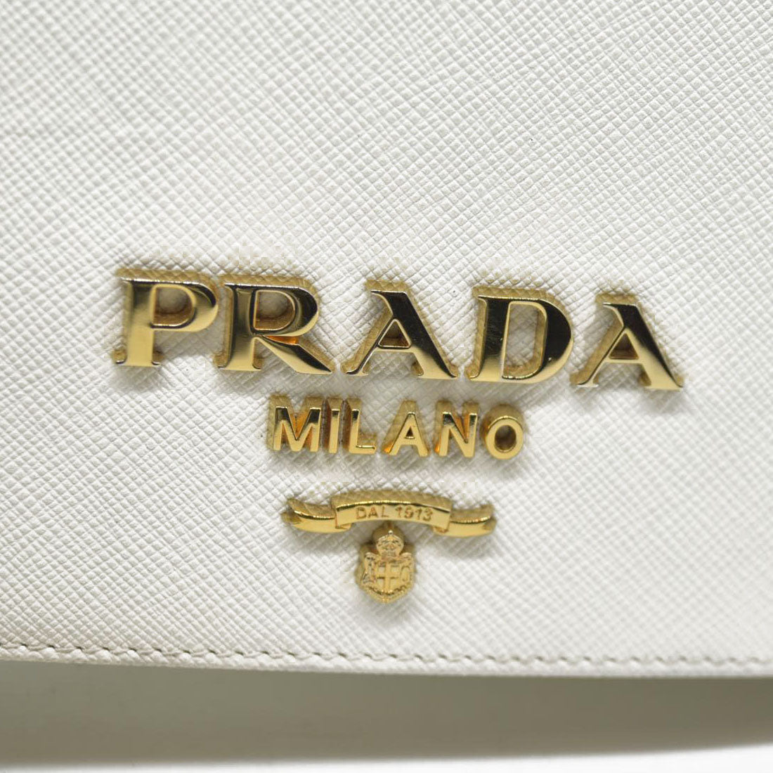 $2100 Prada White Saffiano Leather Mini Crossbody Flap Bag