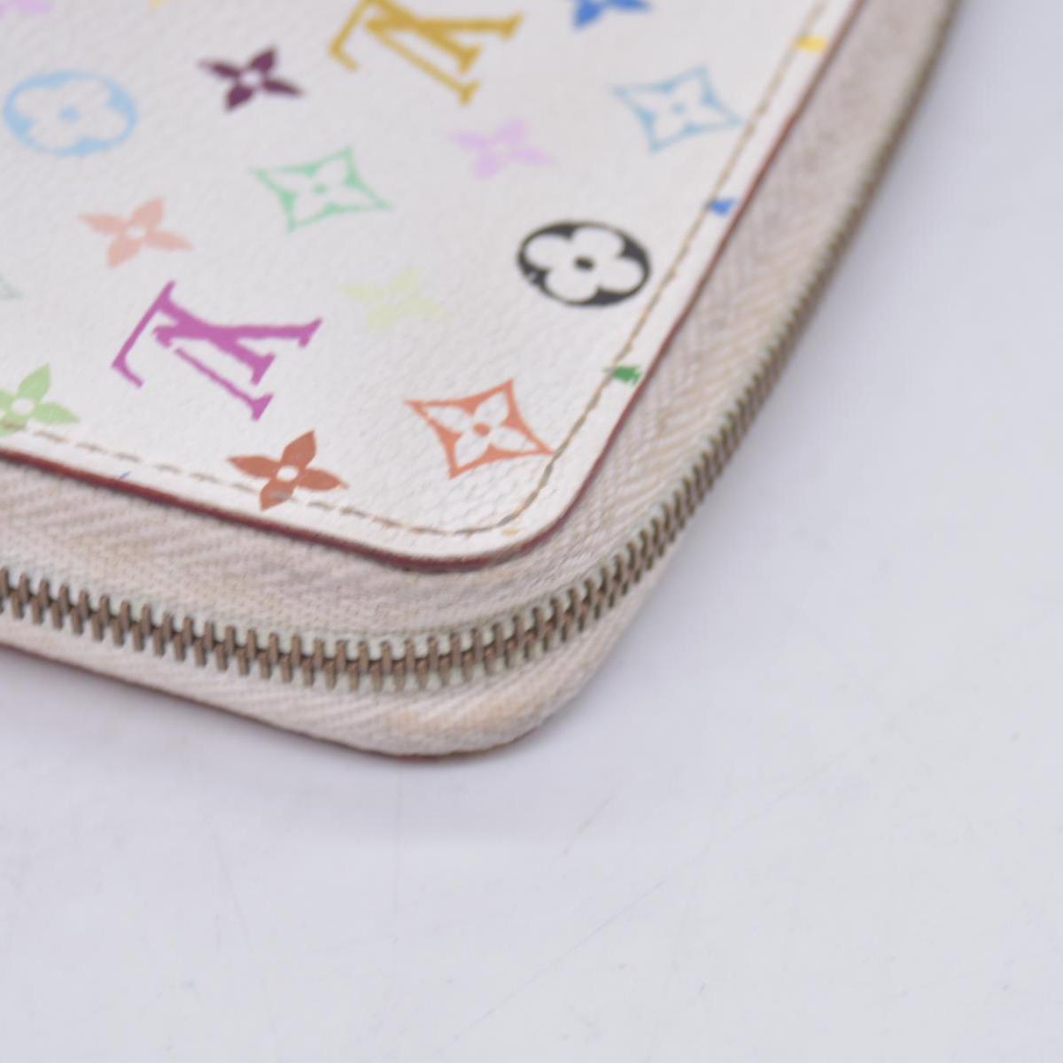 $660 2008 LOUIS VUITTON Monogram Multicolor Zippy Coin Purse Wallet White TH0098