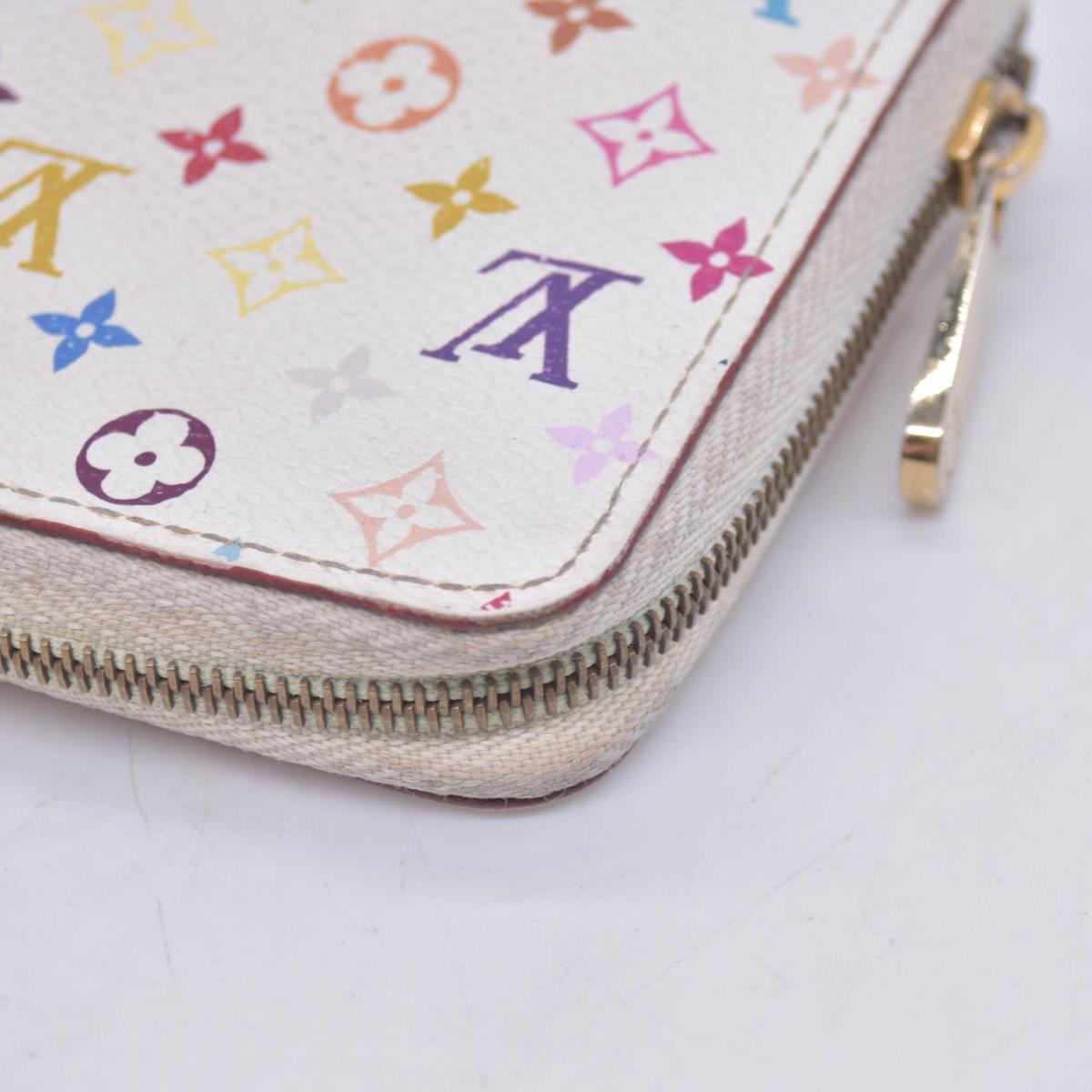 $660 2008 LOUIS VUITTON Monogram Multicolor Zippy Coin Purse Wallet White TH0098