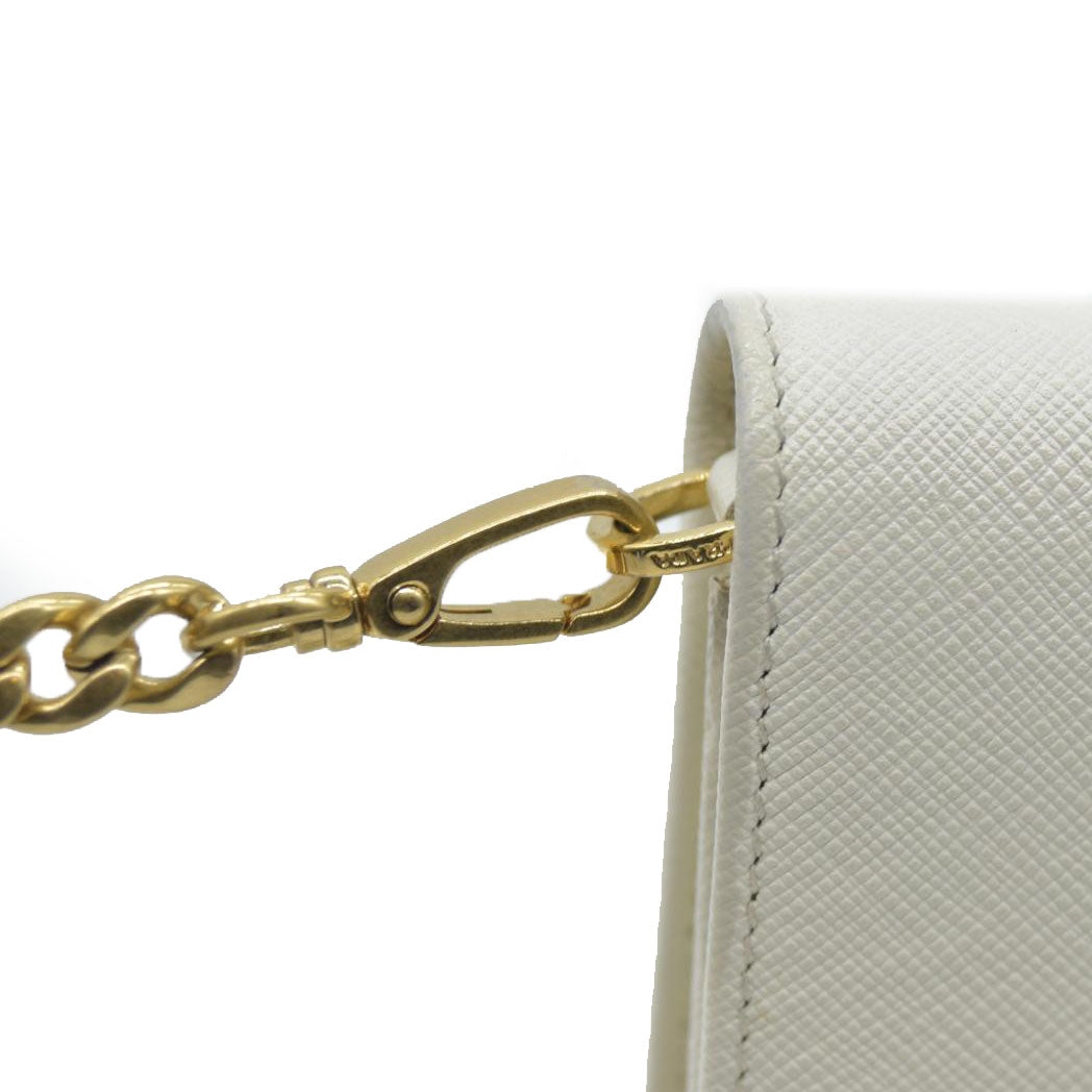 $2100 Prada White Saffiano Leather Mini Crossbody Flap Bag
