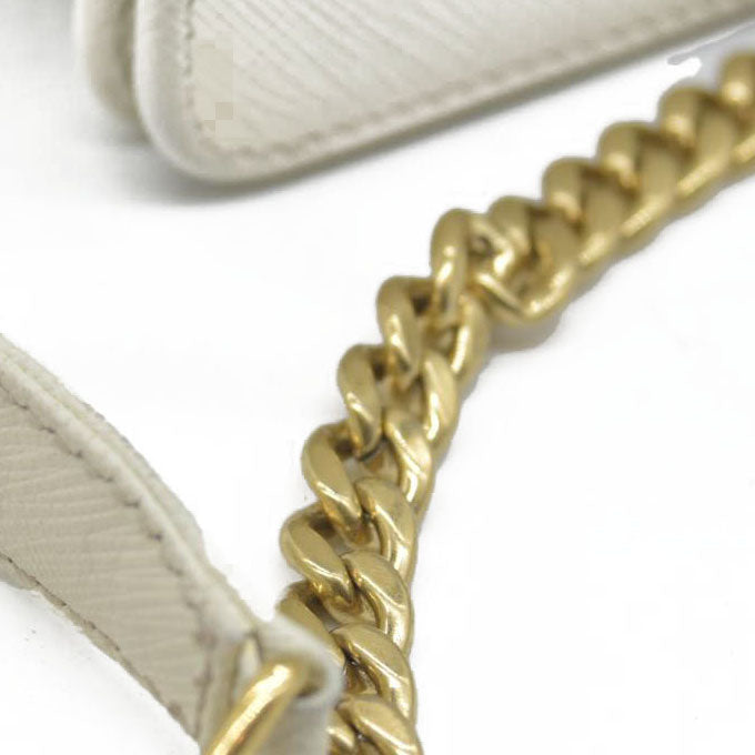 $2100 Prada White Saffiano Leather Mini Crossbody Flap Bag