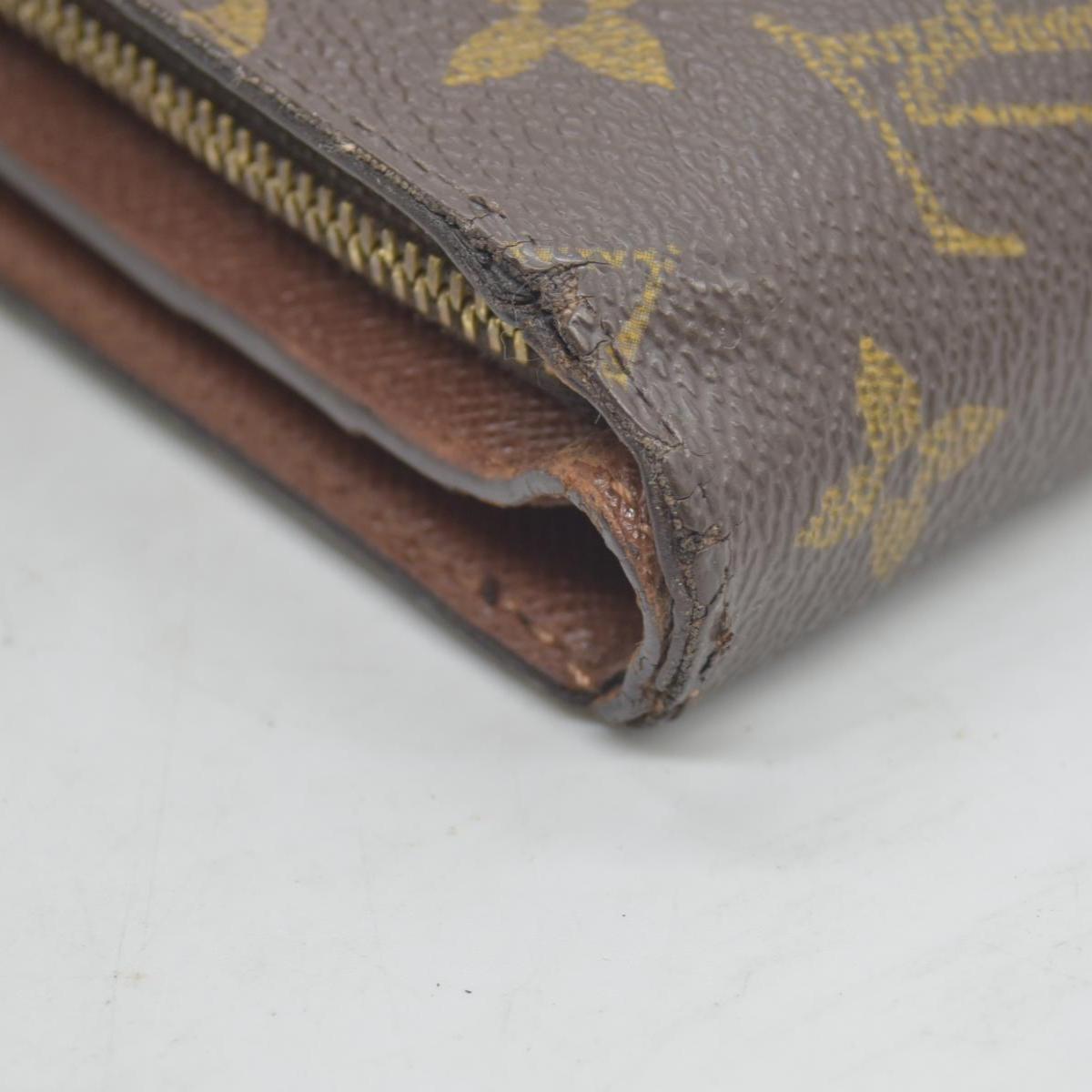 $750 Louis Vuitton Monogram Porte Papier Zippe Bifold Wallet Brown
