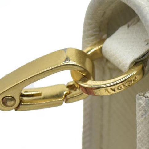 $2100 Prada White Saffiano Leather Mini Crossbody Flap Bag