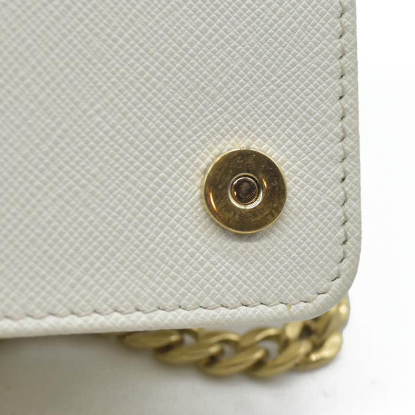 $2100 Prada White Saffiano Leather Mini Crossbody Flap Bag