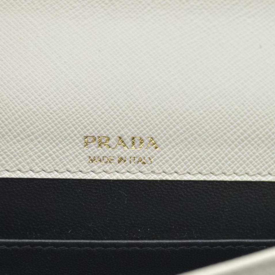 $2100 Prada White Saffiano Leather Mini Crossbody Flap Bag