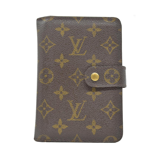 $750 Louis Vuitton Monogram Porte Papier Zippe Bifold Wallet Brown SP0030