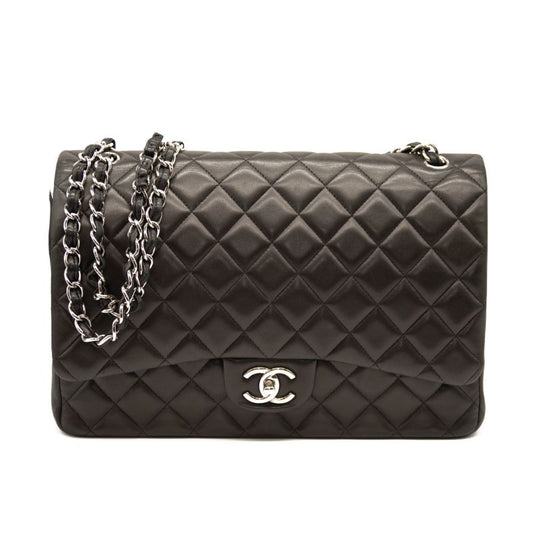 Chanel Lambskin Quilted Maxi Double Flap Black