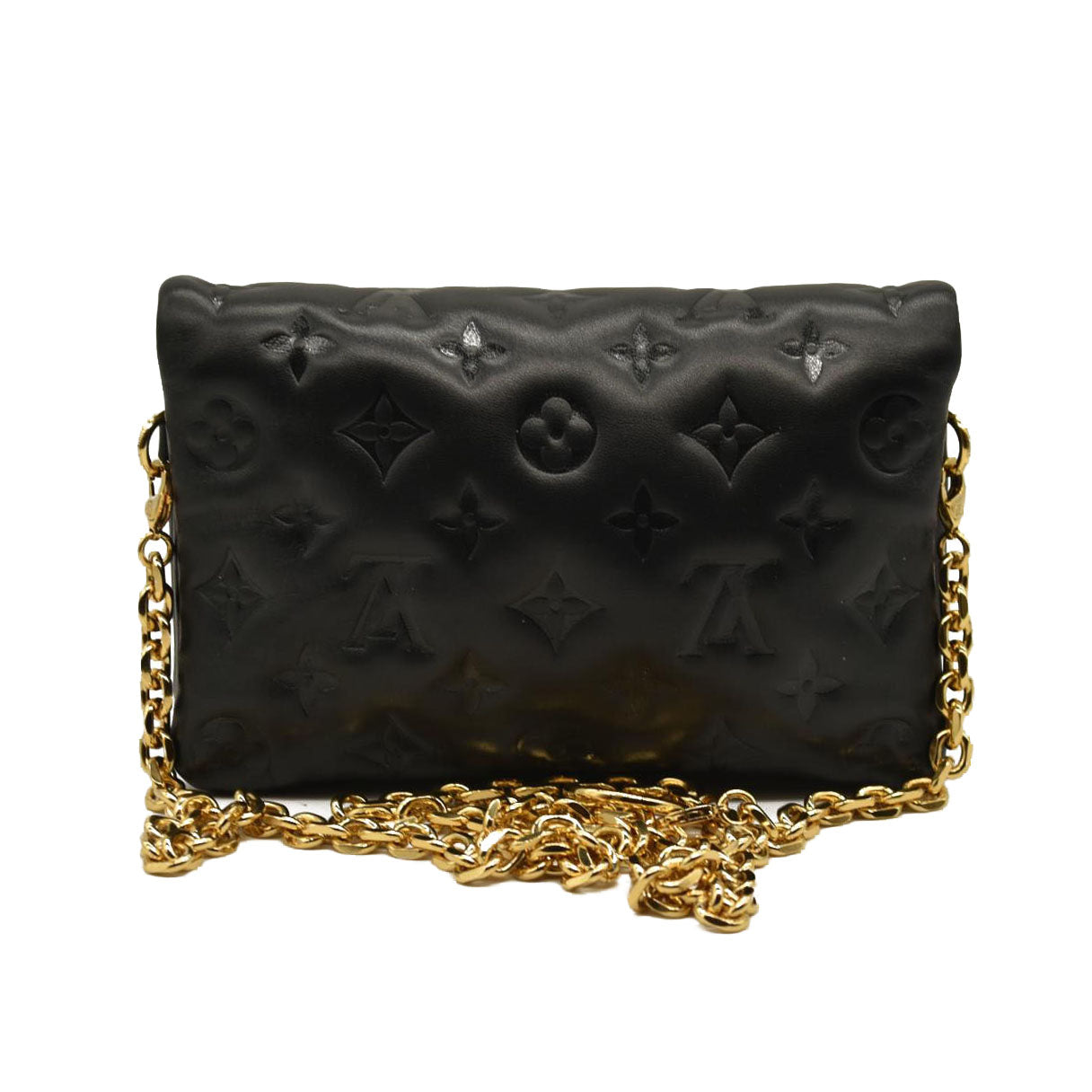 LOUIS VUITTON  Lambskin Embossed Monogram Pochette Coussin Black