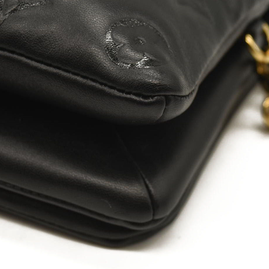 LOUIS VUITTON  Lambskin Embossed Monogram Pochette Coussin Black