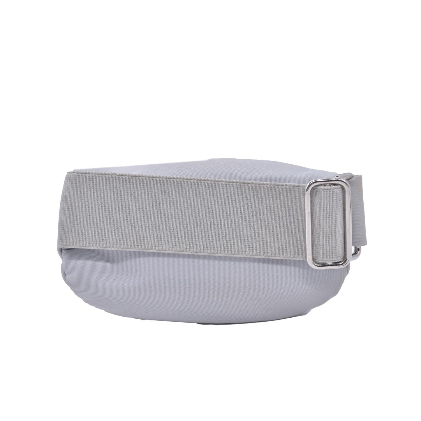 $925 Prada Triangle Plate Wrist Pouch Silver