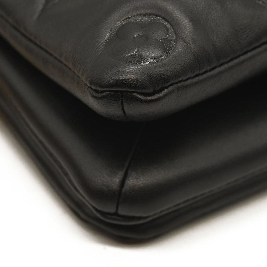 LOUIS VUITTON  Lambskin Embossed Monogram Pochette Coussin Black