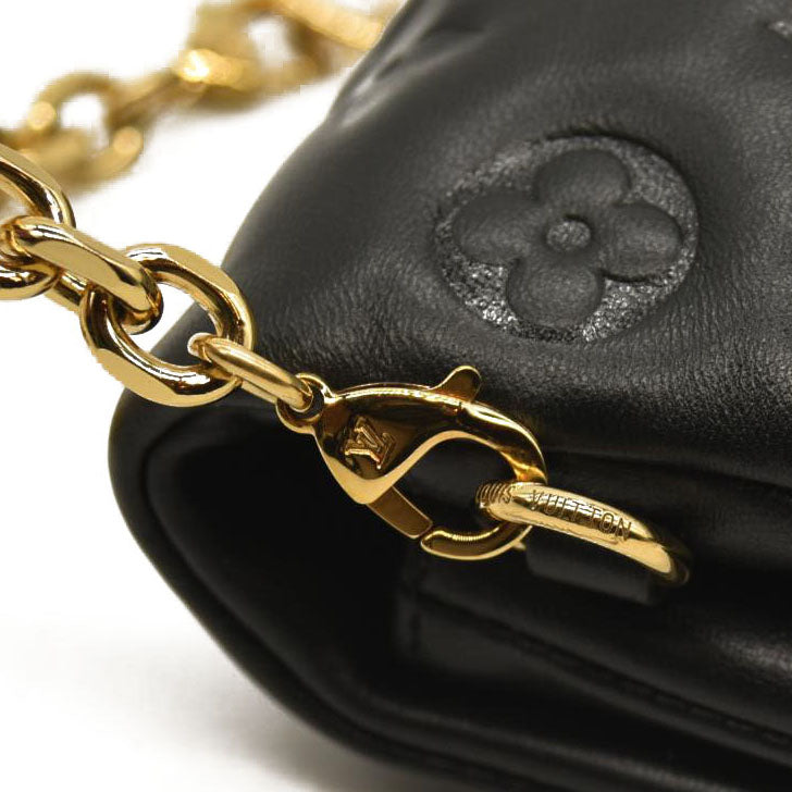 LOUIS VUITTON  Lambskin Embossed Monogram Pochette Coussin Black