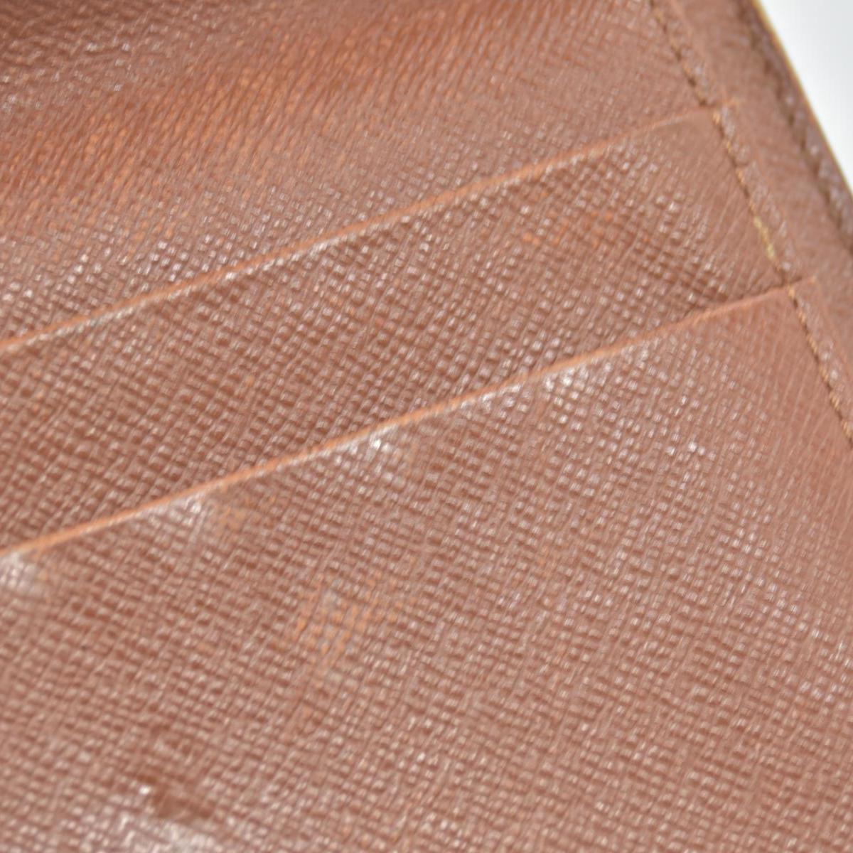 $750 Louis Vuitton Monogram Porte Papier Zippe Bifold Wallet Brown SP0078