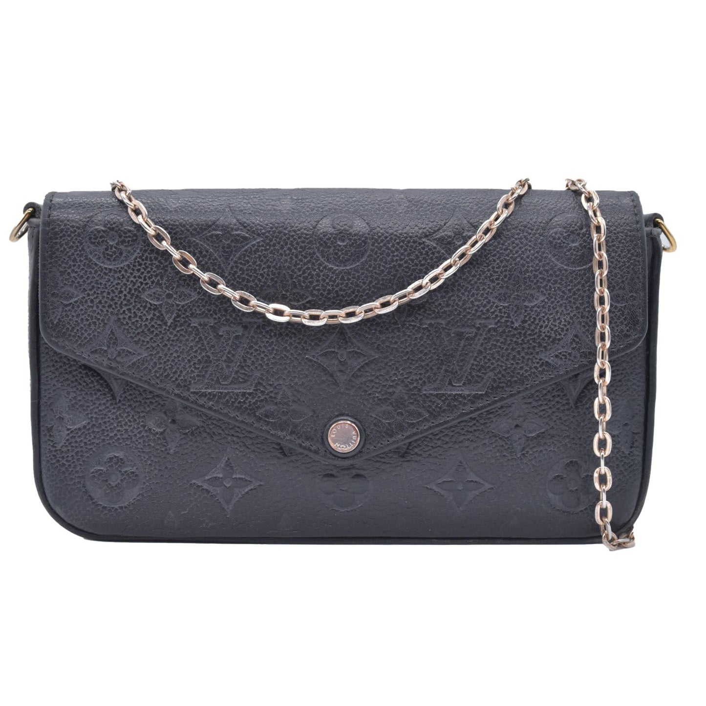 $1770 2019 Louis Vuitton Empreinte Pochette Felicie Chain Wallet Black SD1179
