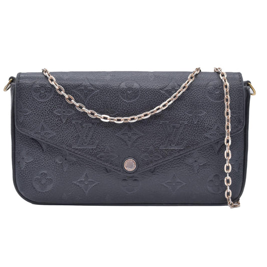 $1770 2019 Louis Vuitton Empreinte Pochette Felicie Chain Wallet Black SD1179