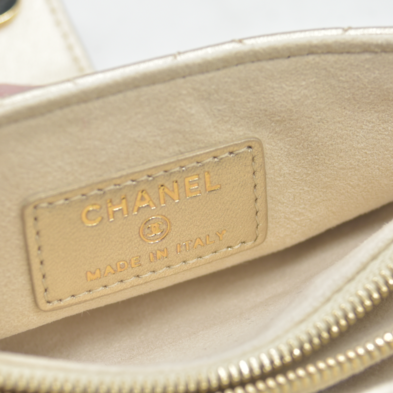 $1200 CHANEL Lamb Skin Matelasse Pouch Champagne Gold 2014