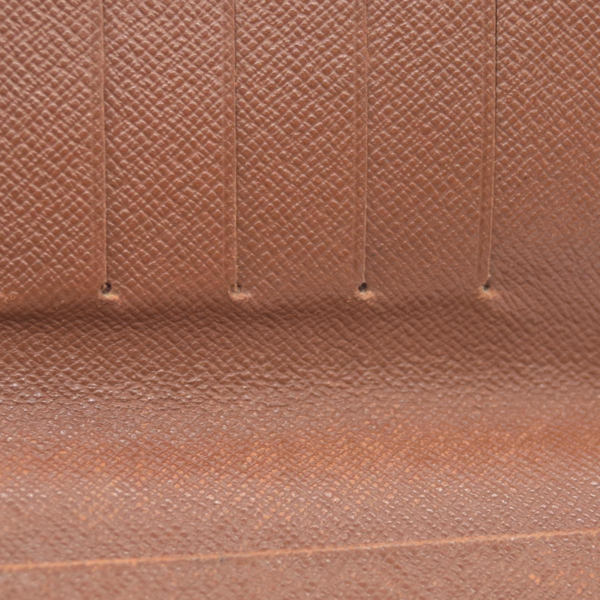 $750 Louis Vuitton Monogram Porte Papier Zippe Bifold Wallet Brown SP0078